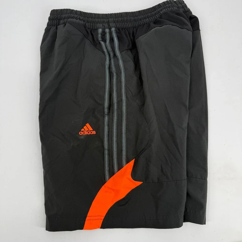 Adidas Climalite Mens Athletic‎ Shorts Black Orange Grey Stripes Size Small 8